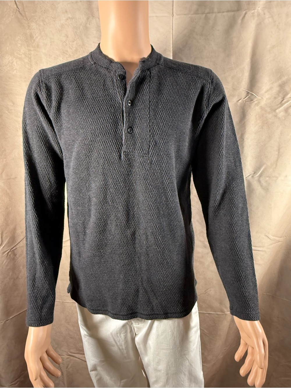 Cooperative Black Long-Sleeve Henley Waffle Knit - Picture 2 of 3